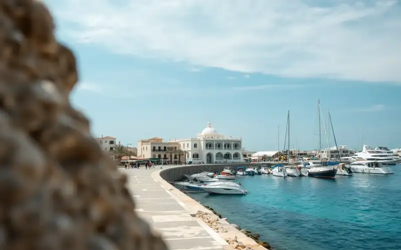 Coral Bay meets historic Paphos Harbour, showcasing Cyprus's beauty and UNESCO heritage