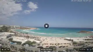Thumbnail July 25, 2026 12:00 Ayia Napa Cyprus - Nissi Beach Panorama